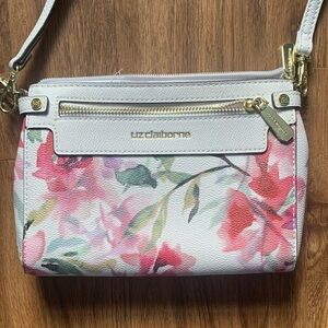 Liz Claiborne Pink and White Floral Crossbody Bag